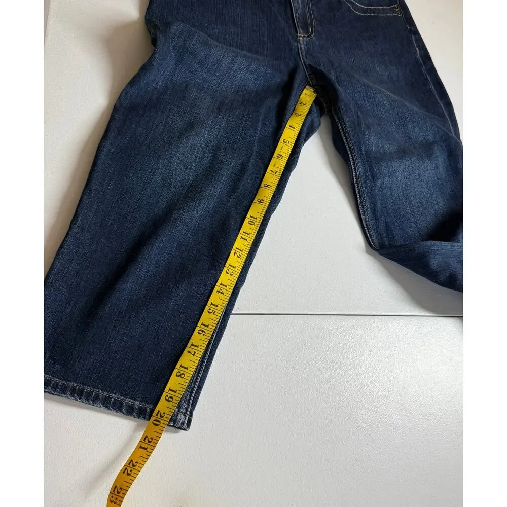 Chico's Platinum Denim Cropped Jeans Womens 6 Blue 5-Pockets Wide-Leg Summer